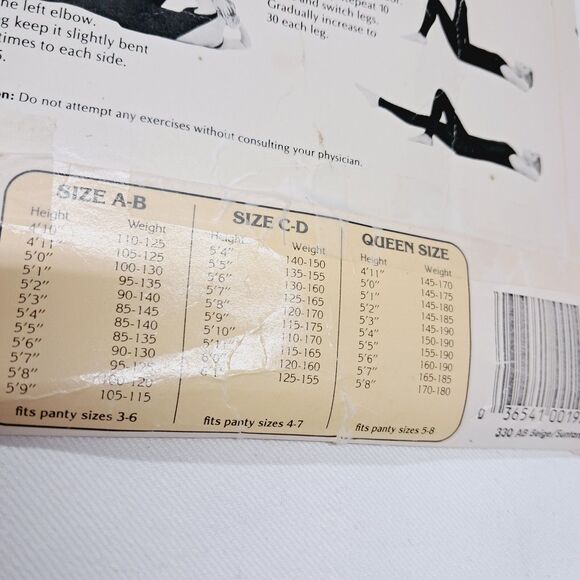 Slenderalls Vtg Pantyhose Control Top Beige Brief Suntan Legs Size A-B 80s Nos - Picture 5 of 5